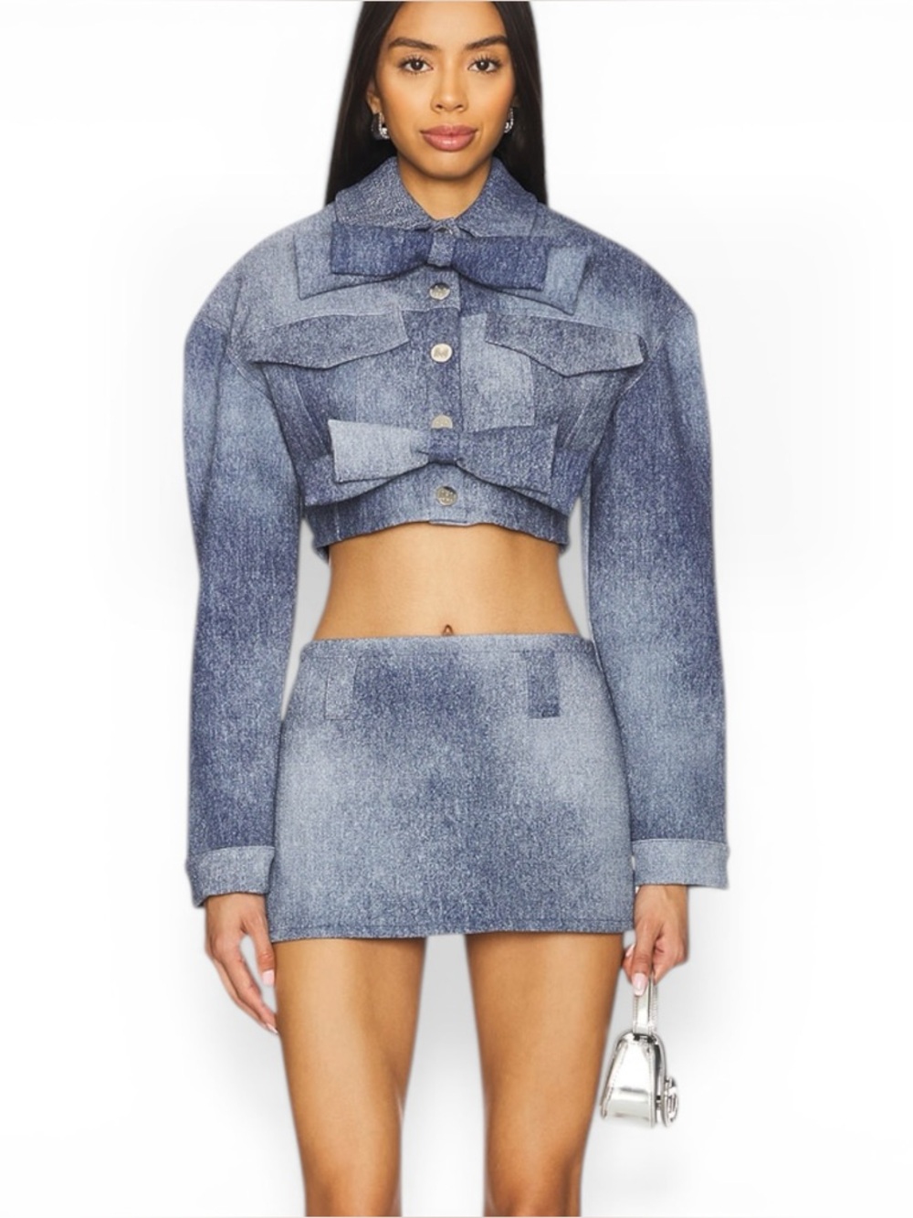 NWT MILKWHITE Rare Pleather Denim Faux Leather Micro Mini Skirt Small